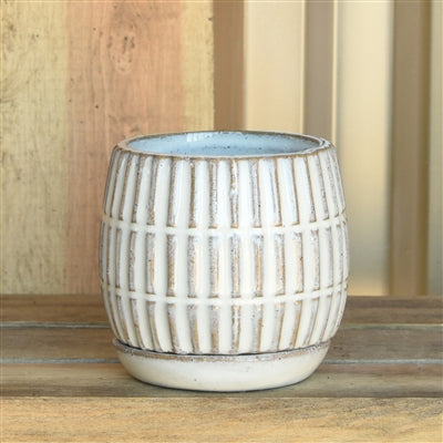 Ramos Linear Cachepot with Saucer, Stoneware - 2.5"